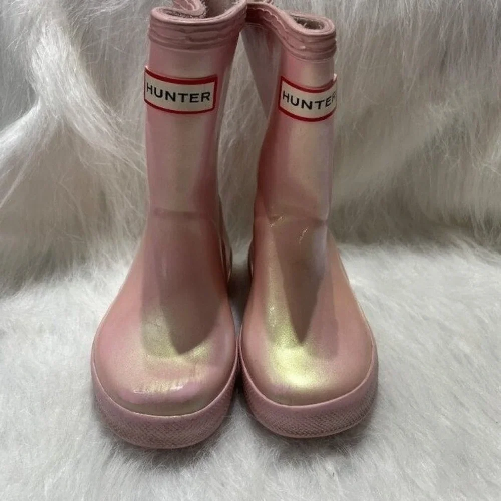 Hunter Kids First Classic Nebula Pink Iridescent Rain Boots Size‎ 6 Toddler